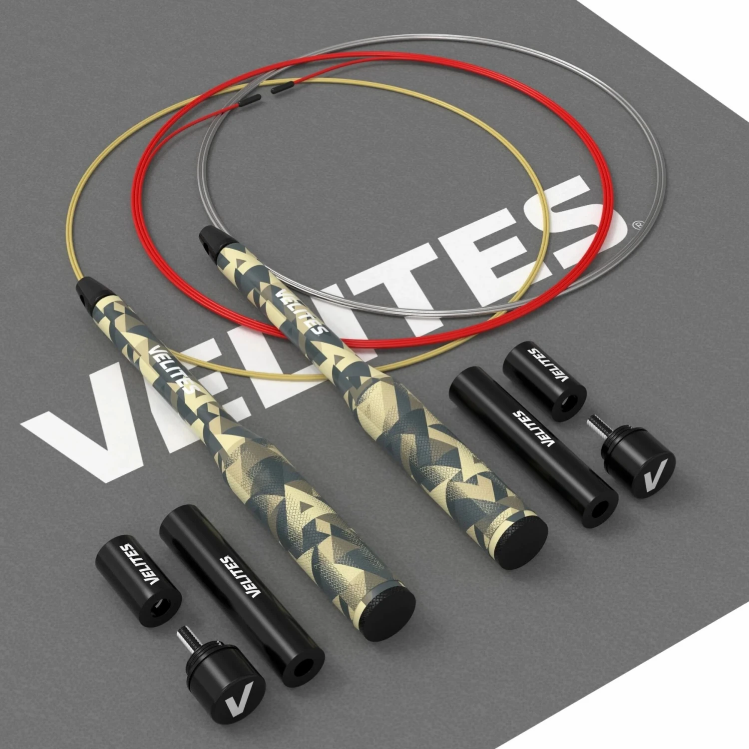 Juego De Cuerdas De Saltar Lastradas Con Cables Y Colchonetas Velites Fire 2.0